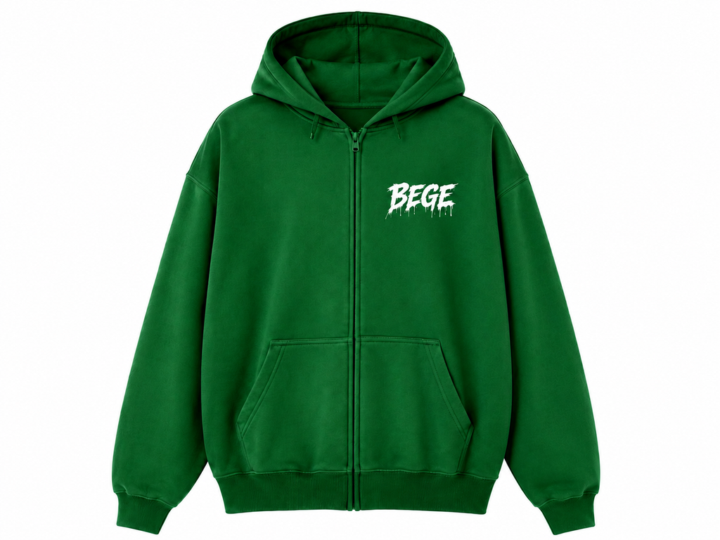 BEGE® Oversized Gym Hoodie – Emerald Green | Pump Cover Zip Hoodie