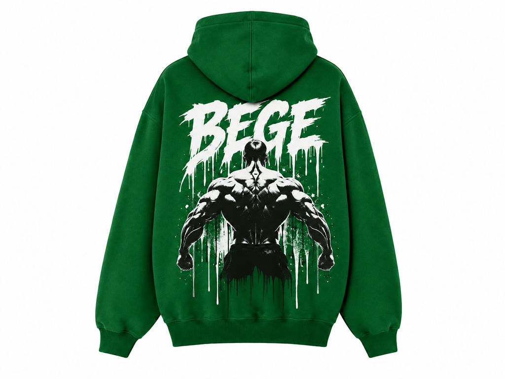 BEGE® Oversized Gym Hoodie – Emerald Green | Pump Cover Zip Hoodie