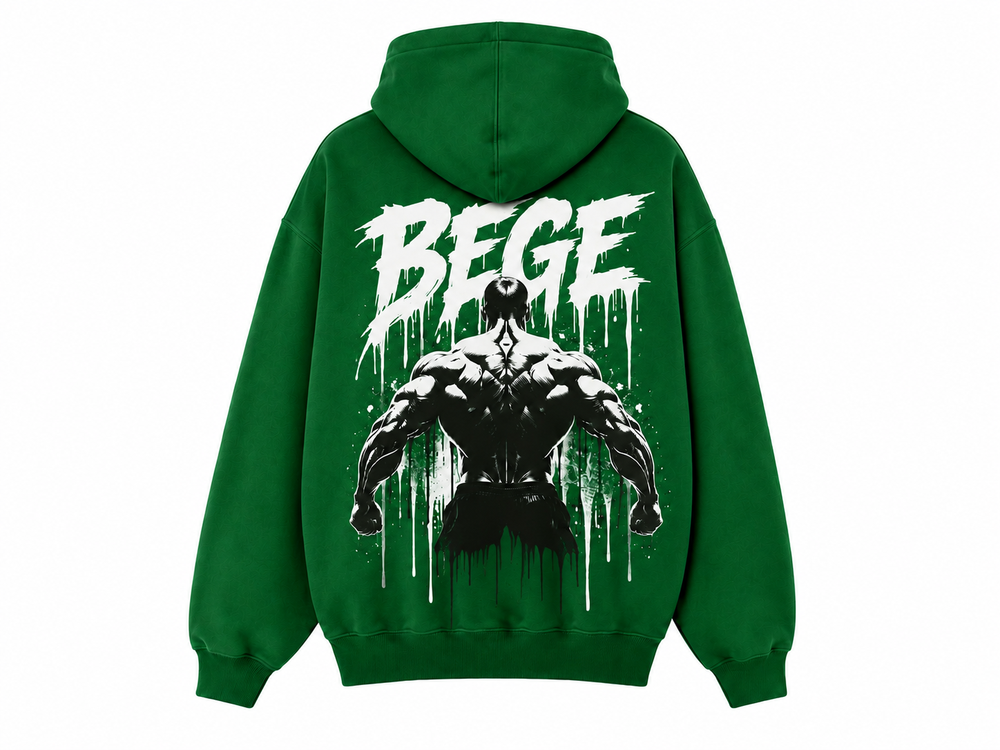 BEGE® Oversized Gym Hoodie – Emerald Green | Pump Cover Zip Hoodie