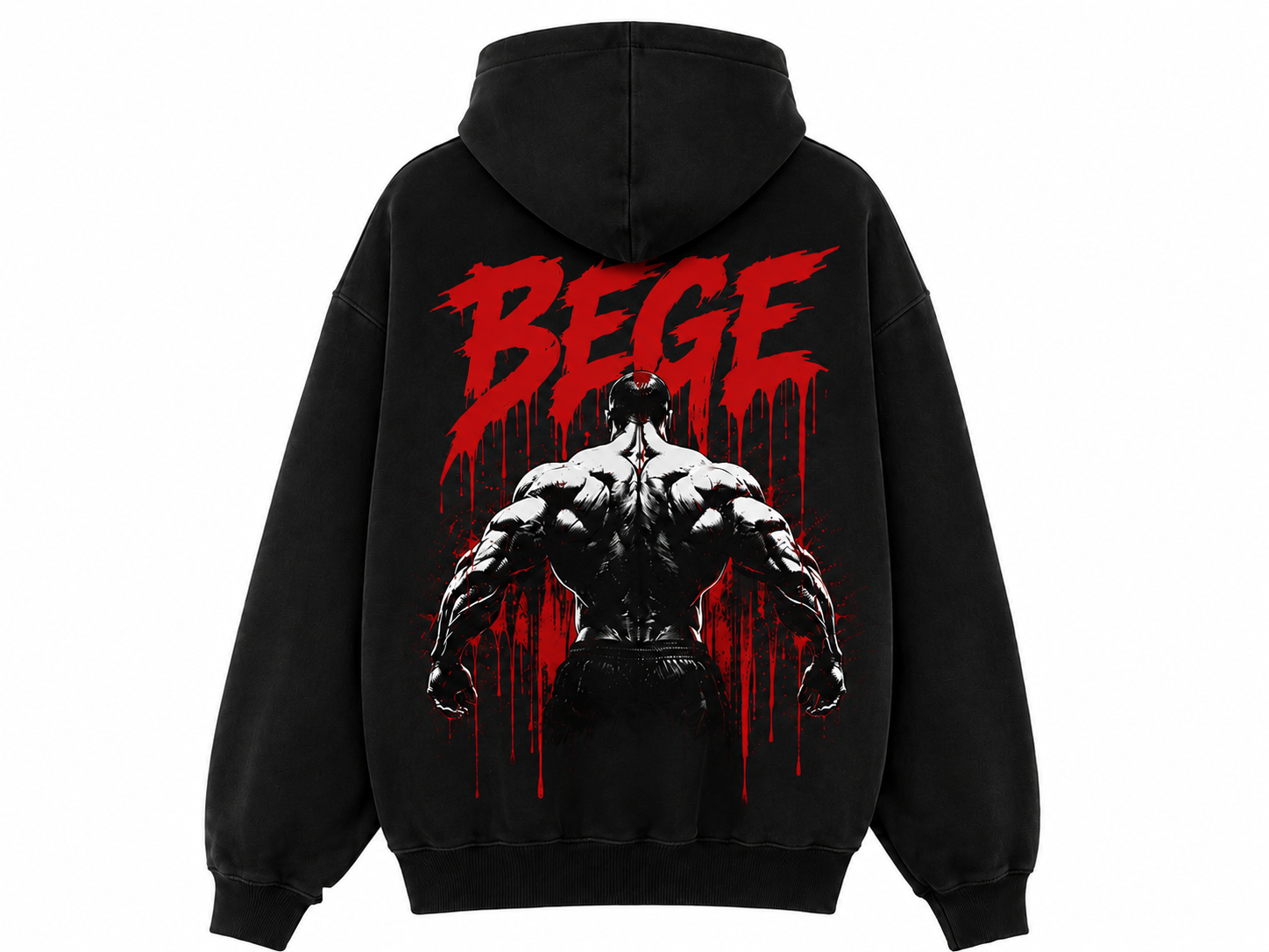 BEGE® Oversized Gym Hoodie – Black | Pump Cover for Bodybuilders