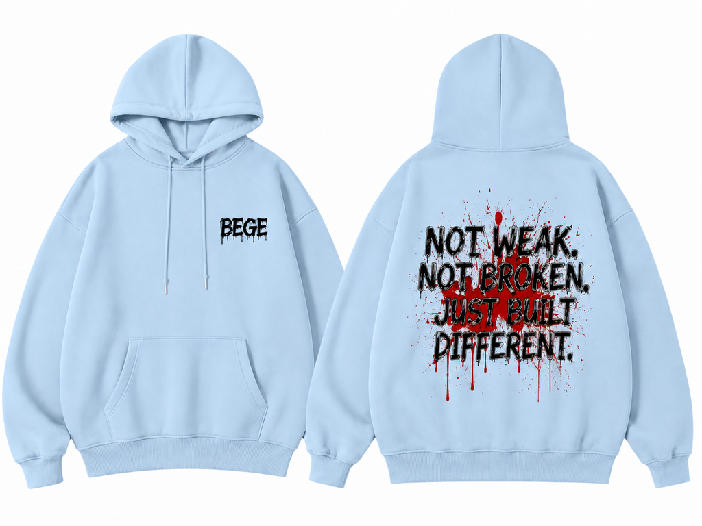 BEGE 'Built Different' Graphic Hoodie – Baby Blue
