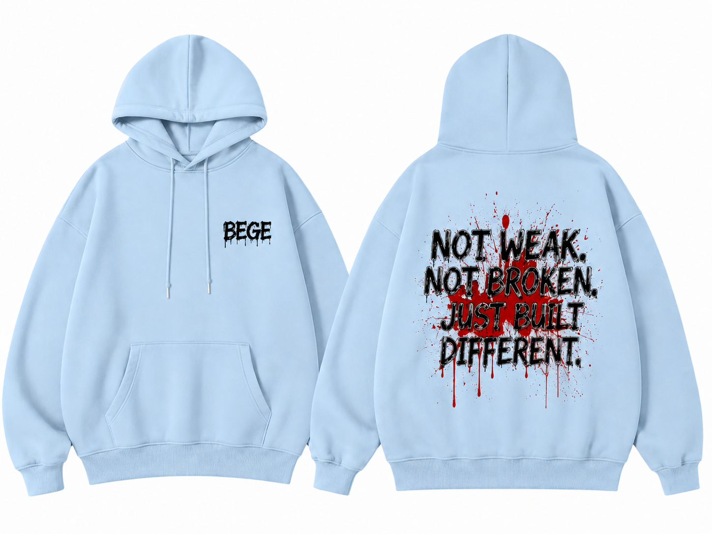 BEGE 'Built Different' Graphic Hoodie – Baby Blue