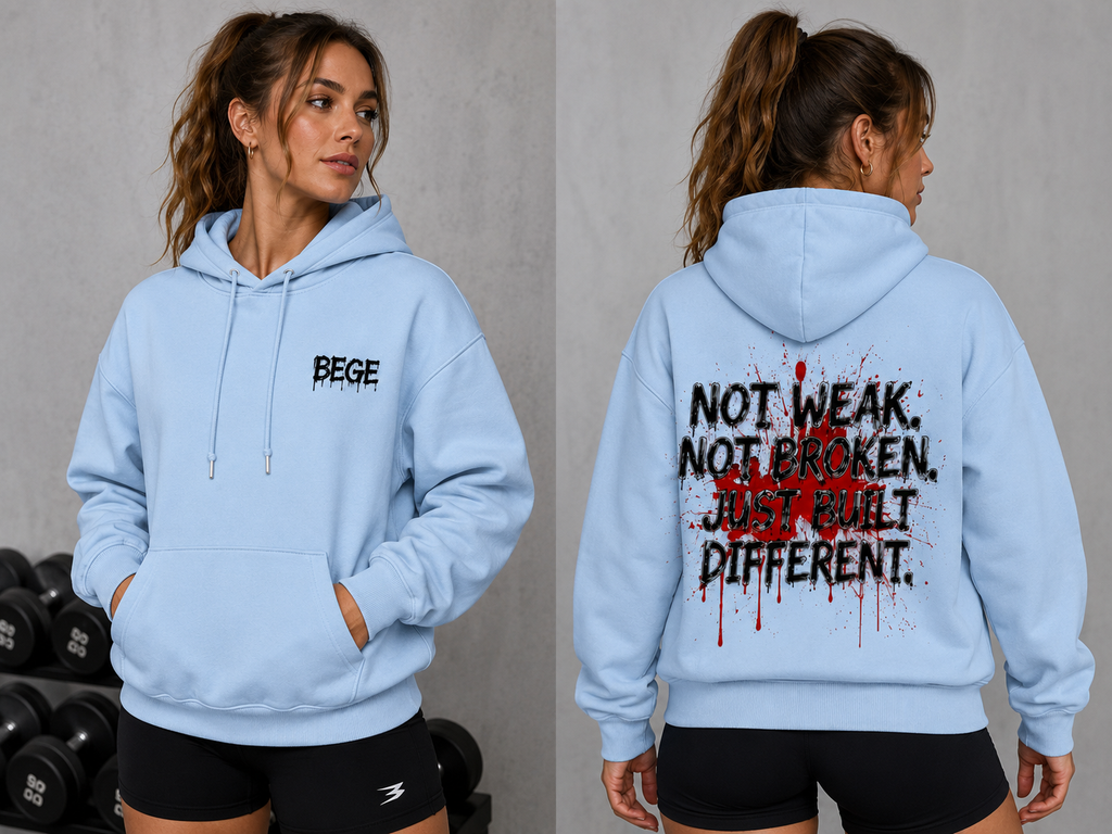 BEGE 'Built Different' Graphic Hoodie – Baby Blue