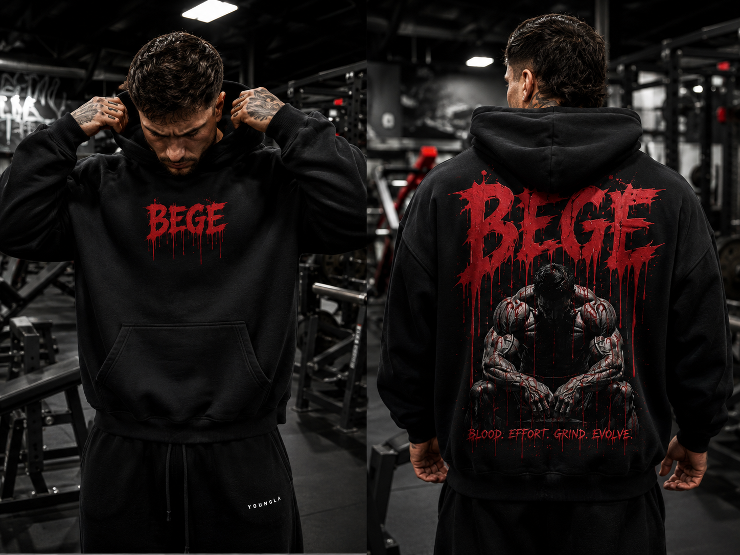 BEGE® Oversized Gym Hoodie–Black