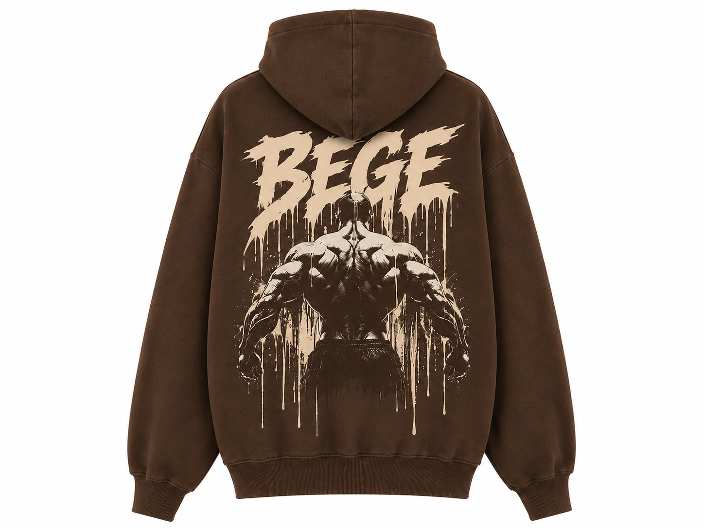 BEGE® Oversized Gym Hoodie – Vintage Mocha Brown | Pump Cover