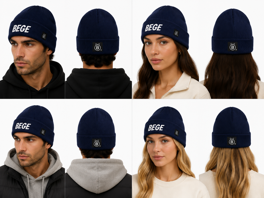 BEGE® Signature–Navy Blue Knit Beanie