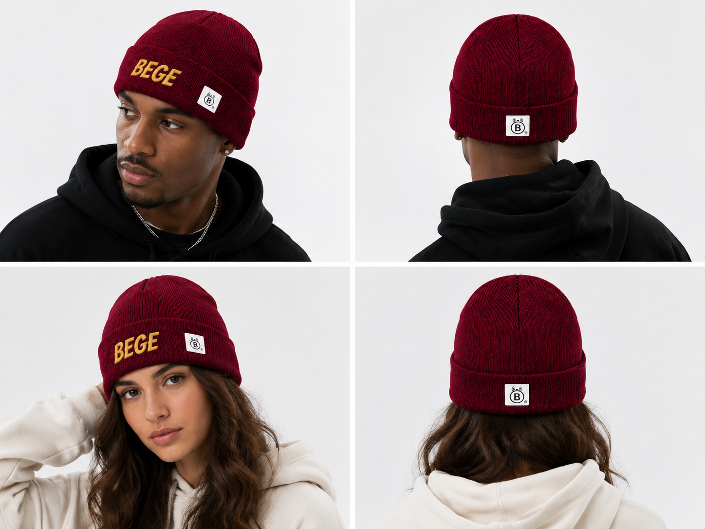 BEGE® Signature Maroon Knit Beanie