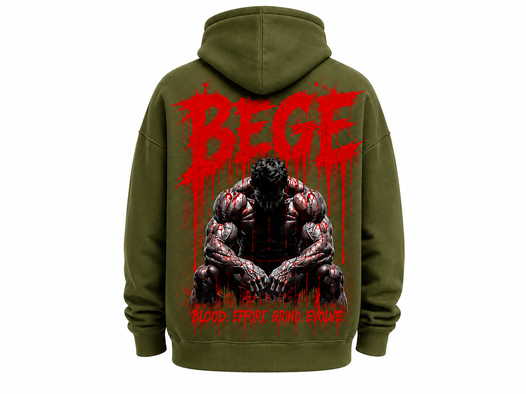 BEGE® Oversized Gym Hoodie-Olive Green