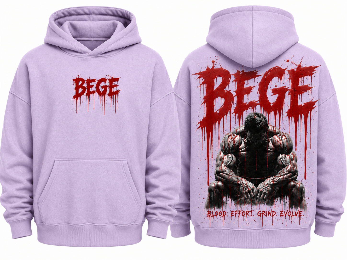 BEGE® Oversized Gym Hoodie–Lavender