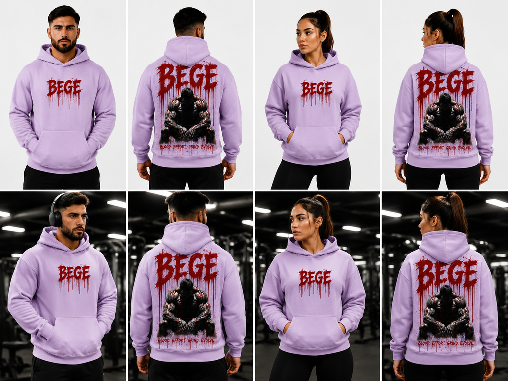 BEGE® Oversized Gym Hoodie–Lavender