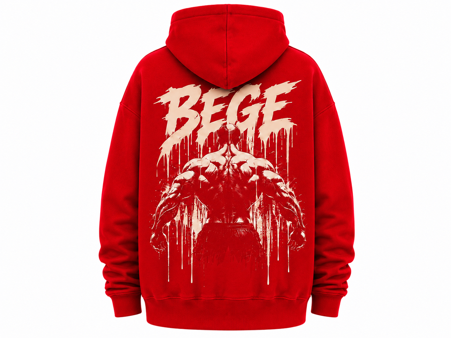 BEGE® Oversized Gym Hoodie – Crimson Red | Premium Streetwear