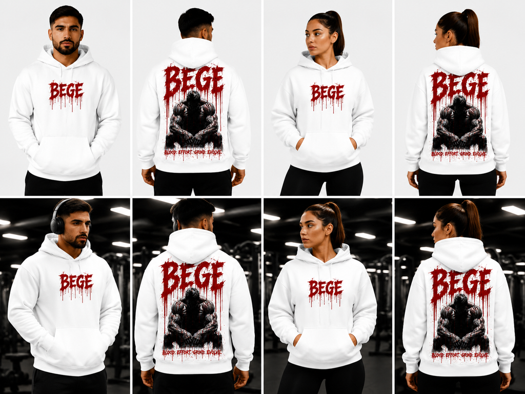 BEGE® Oversized Gym Hoodie–White