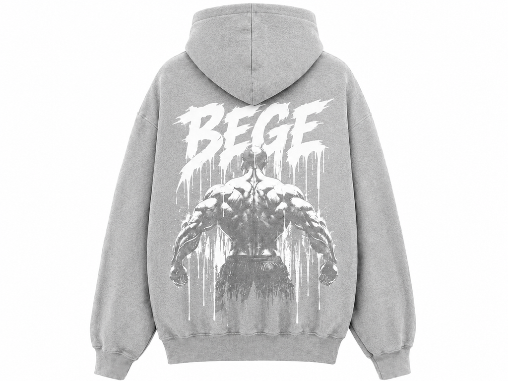 BEGE® TITAN Oversized Gym Hoodie – Heather Gray | Pump Cover