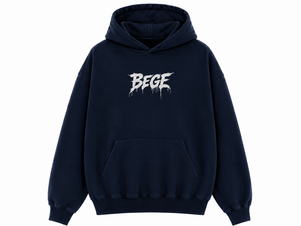 BEGE® Heavyweight Oversized Gym Hoodie – Navy Blue | Streetwear Hoodie