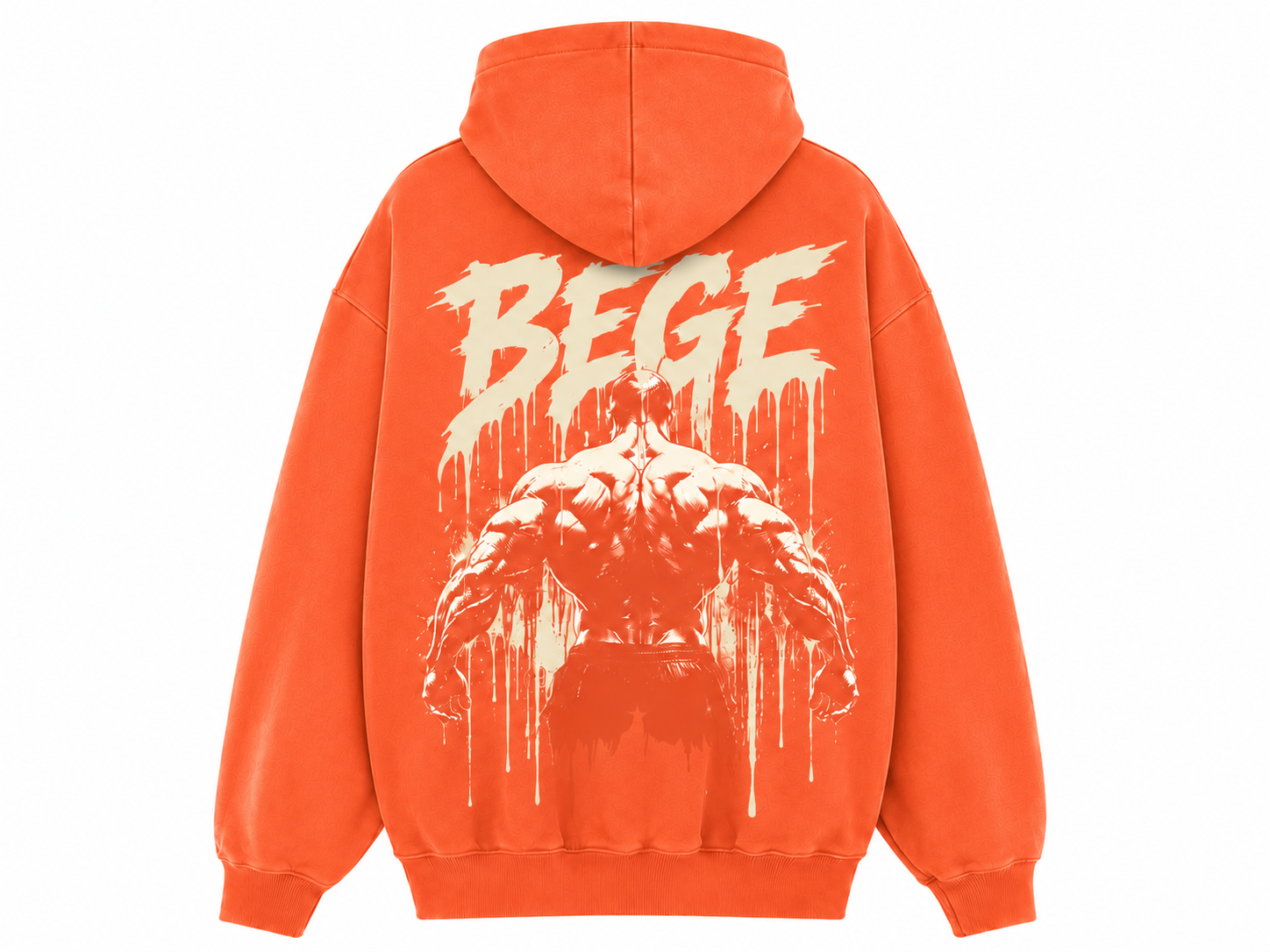 BEGE® Oversized Gym Hoodie – Coral Orange | Heavyweight Streetwear Hoodie