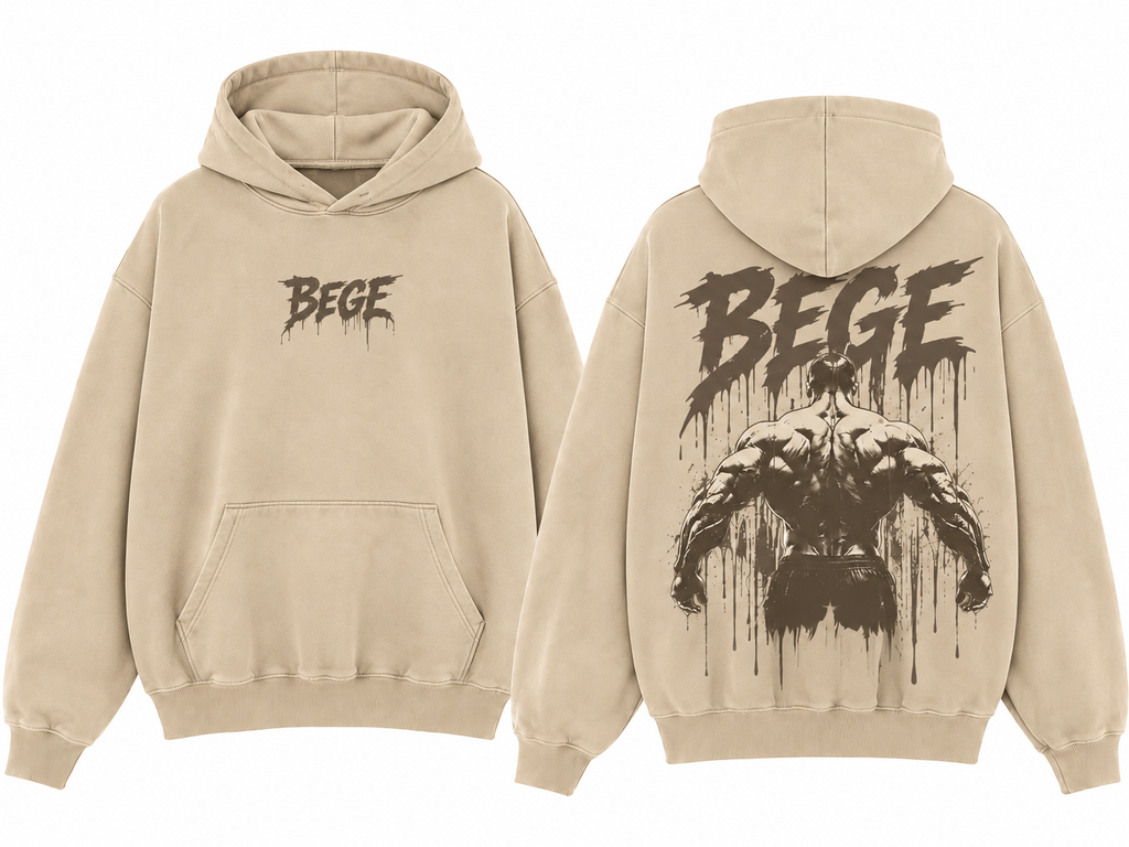 BEGE® Titan Legacy Hoodie – Sand Edition | Oversized Gym Hoodie