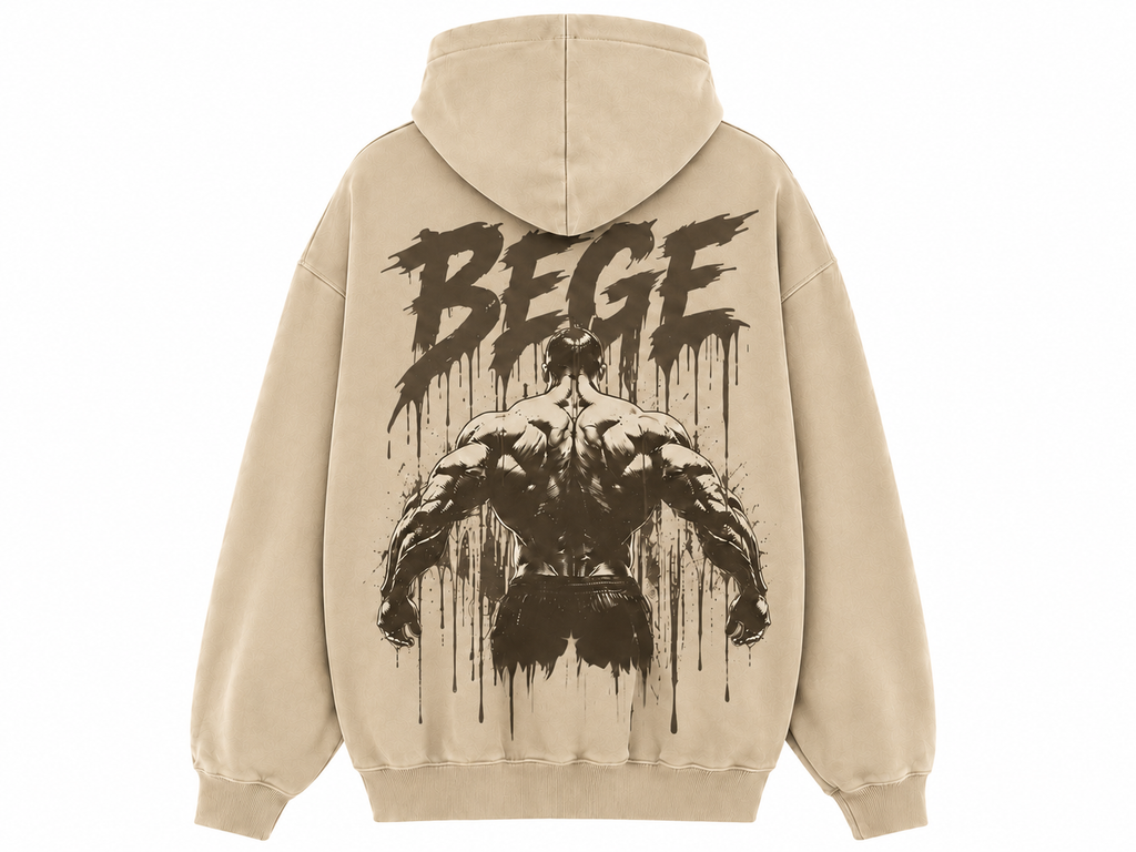 BEGE® Titan Legacy Hoodie – Sand Edition | Oversized Gym Hoodie