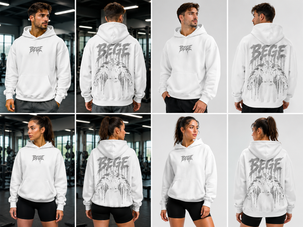 BEGE® Oversized Gym Hoodie – Heavyweight Streetwear Hoodie for Men & Women
