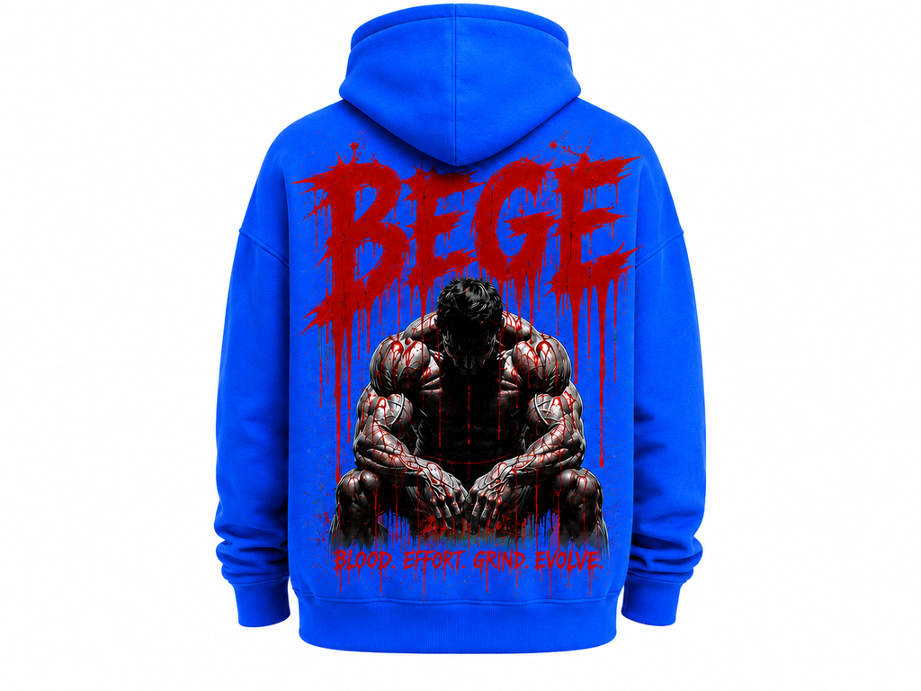 BEGE® Oversized Gym Hoodie – Royal Blue Heavyweight Streetwear