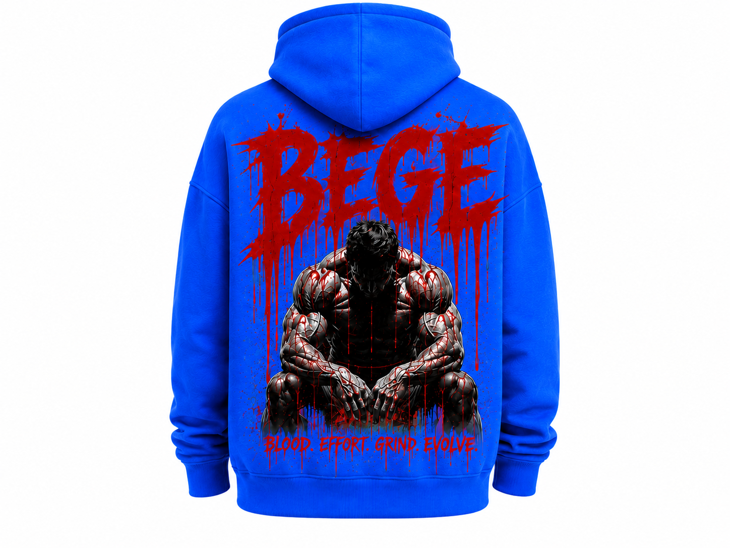 BEGE® Oversized Gym Hoodie – Royal Blue Heavyweight Streetwear