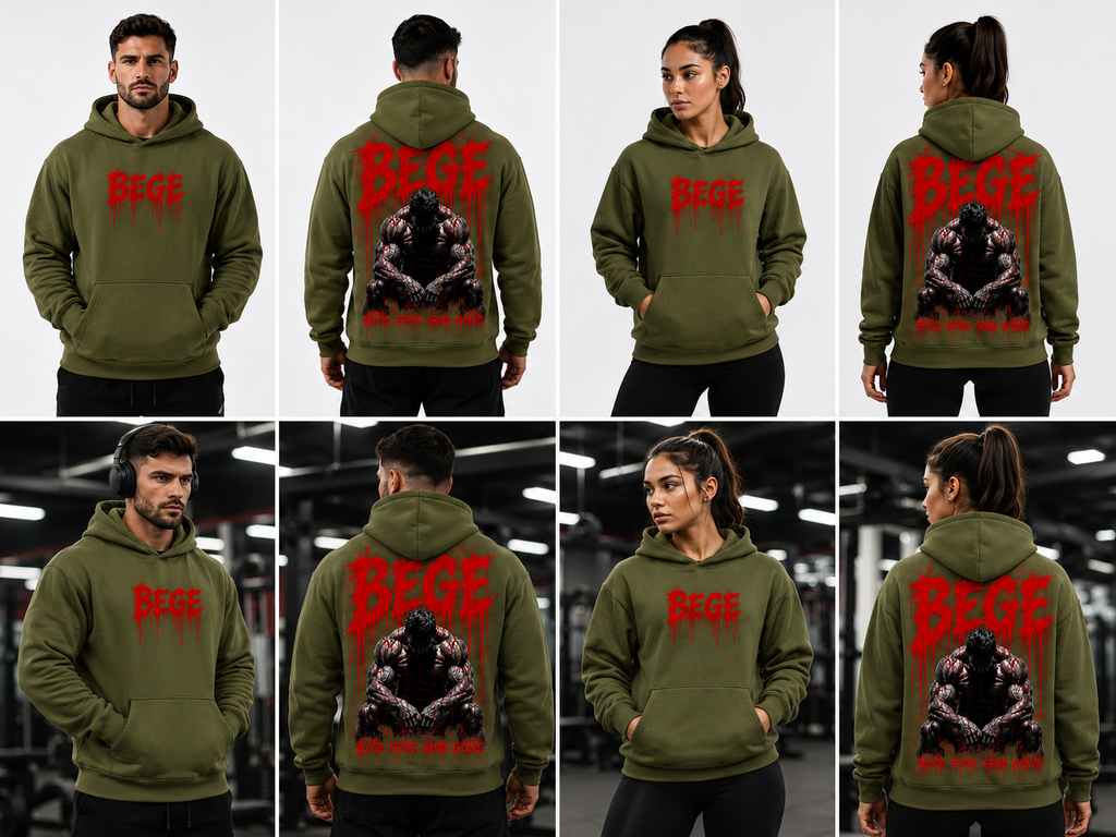 BEGE® Oversized Gym Hoodie-Olive Green
