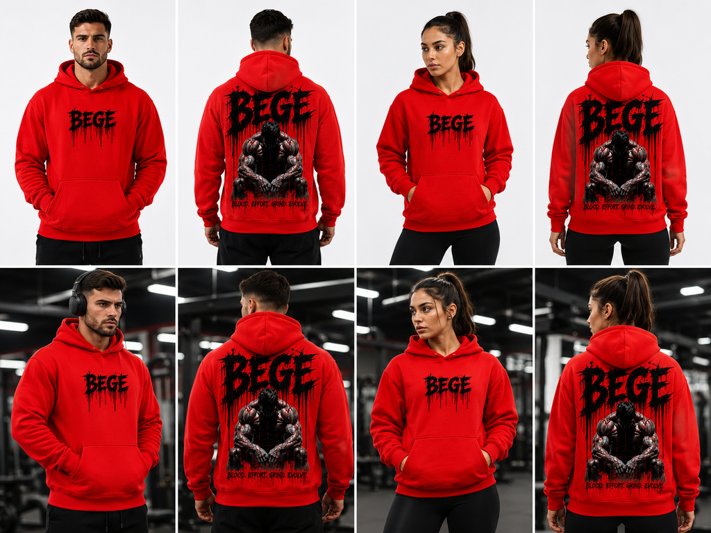 BEGE® Oversized Gym Hoodie–Red