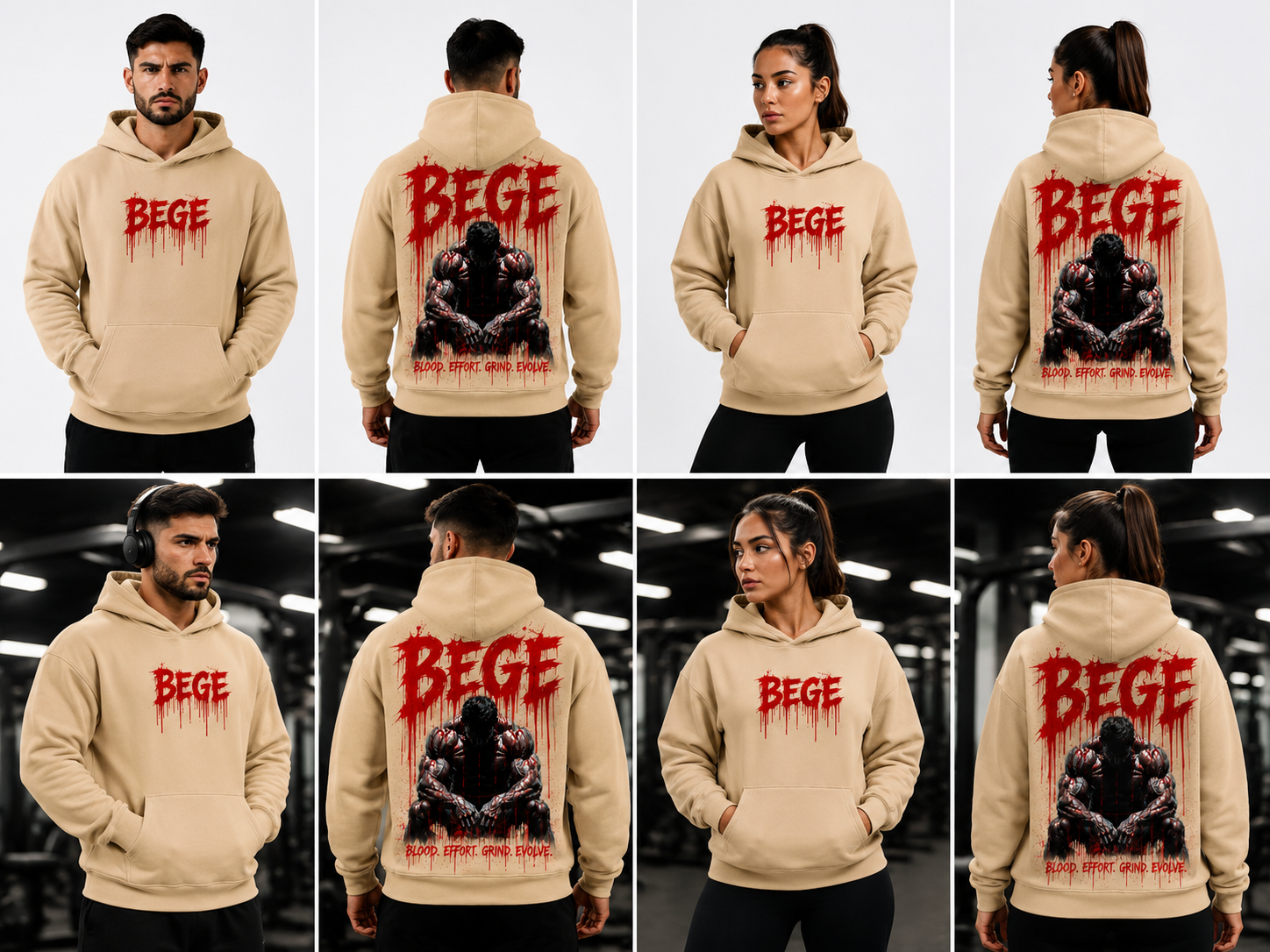 BEGE® Oversized Gym Hoodie–Camel Beige