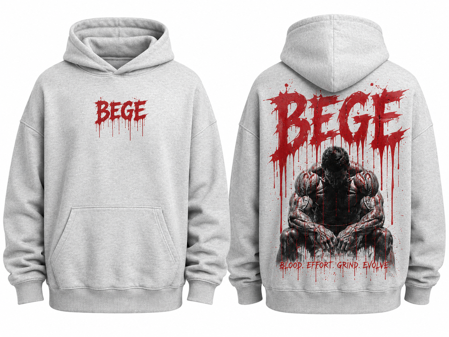 BEGE® Oversized Gym Hoodie-Heather Gray