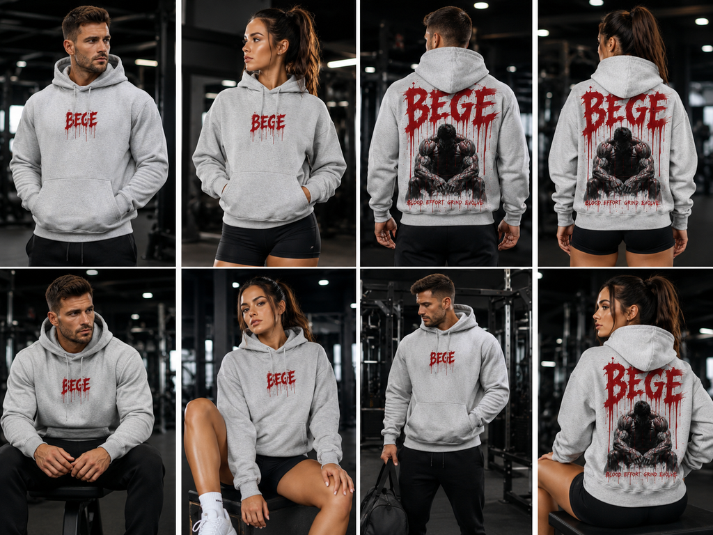 BEGE® Oversized Gym Hoodie-Heather Gray