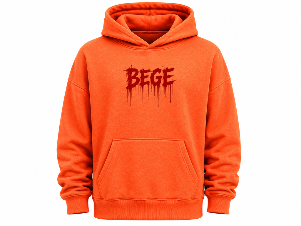 BEGE® Oversized Gym Hoodie – Coral Orange | Men's & Women's Streetwear