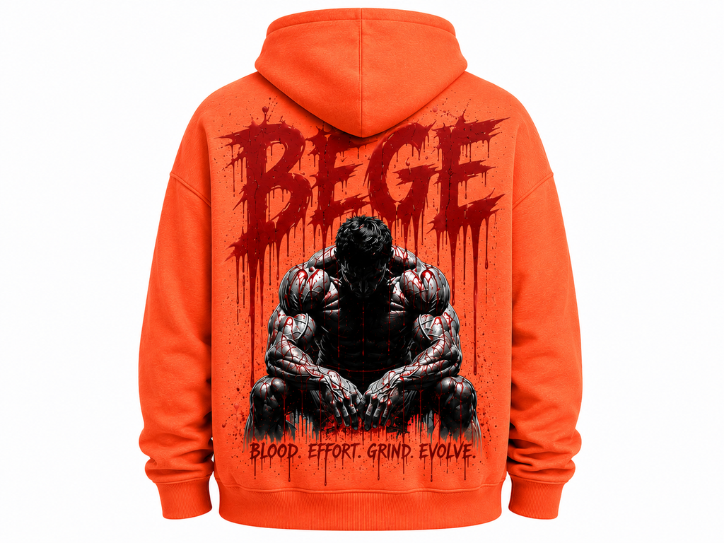 BEGE® Oversized Gym Hoodie – Coral Orange | Men's & Women's Streetwear